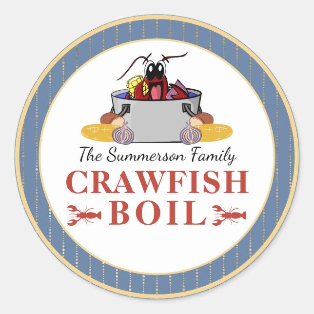 Crawfish Boil Summer Seafood Barbecue Party Runder Aufkleber (Vorderseite)