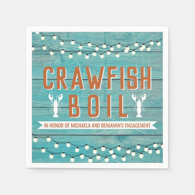 Crawfish Booking Special Event Blue Engagement Par Serviette (Vorderseite)