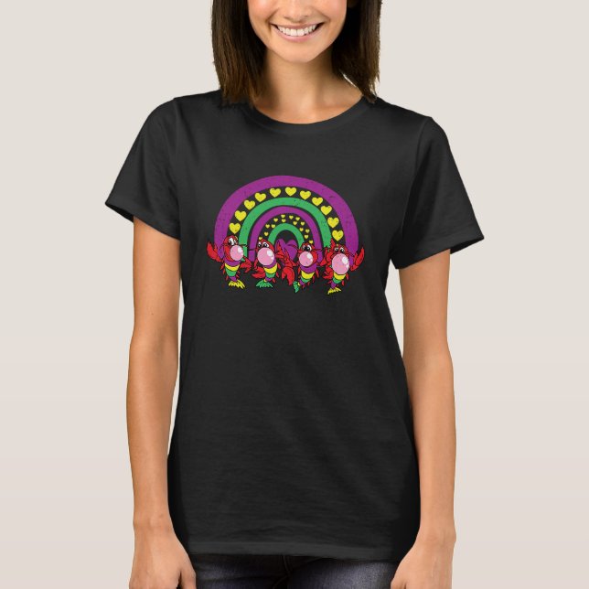 Crawfish Bubblegum Boho Rainbow Mardi Gras Carniva T-Shirt (Vorderseite)