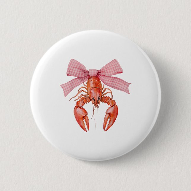 Crawfish Coquette Bow Crawfish Boil Lobster Cajun Button (Vorderseite)