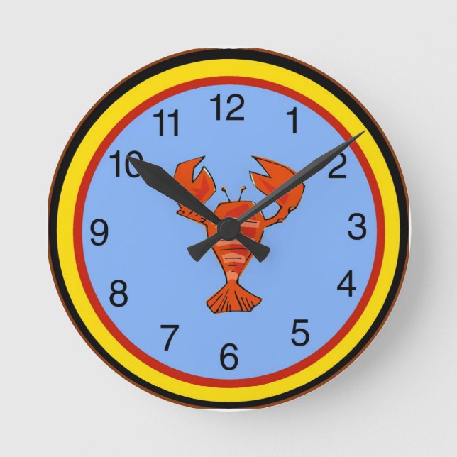 Crawfish, Crayfish, Lobster Clock Runde Wanduhr (Vorderseite)