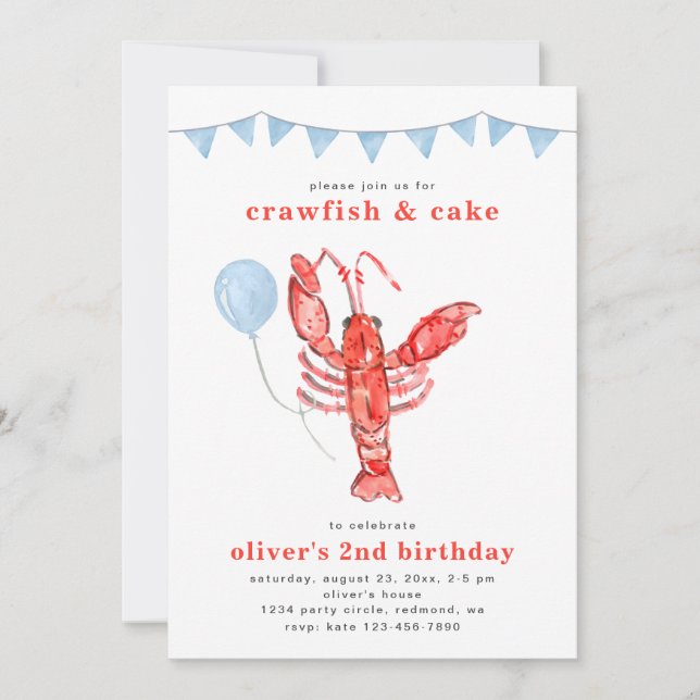 Crawfish Einladung zum Geburtstag | Crawfish Party (Vorderseite)
