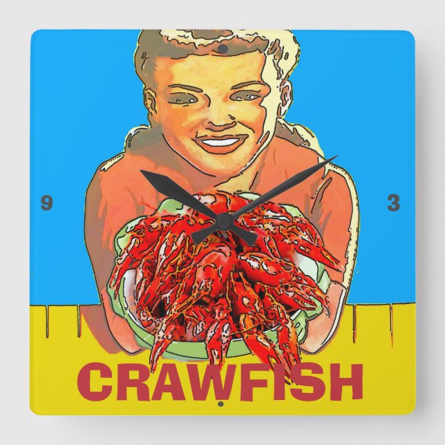 Crawfish Gal Clock, Quadratische Wanduhr (Vorderseite)