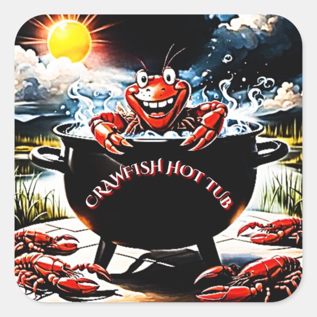 Crawfish Hot Tube Quadratischer Aufkleber (Vorderseite)
