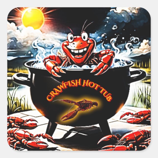Crawfish Hot Tube Quadratischer Aufkleber (Vorderseite)