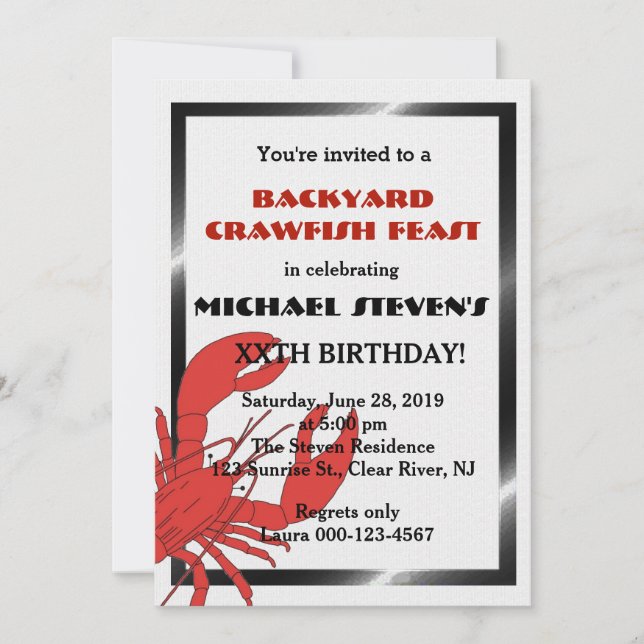 Crawfish/Hummerkohl Geburtstagsparty Einladung (Vorderseite)