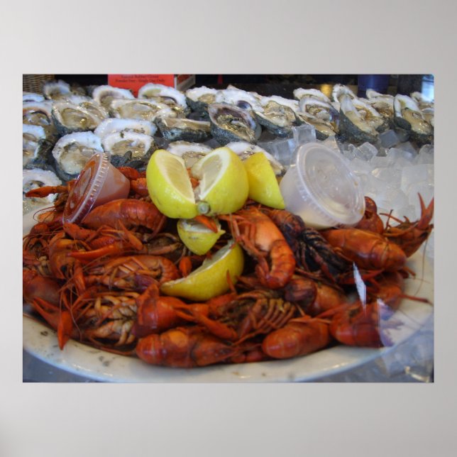 Crawfish Oysters Lemon Eis Louisiana Cuisine Poster (Vorne)
