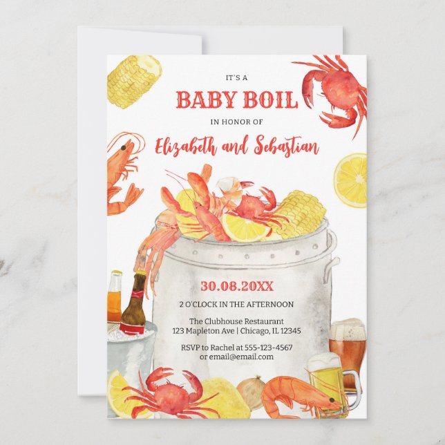 Crawfish Seafood Boil Baby Shower Invitation Einladung (Vorderseite)