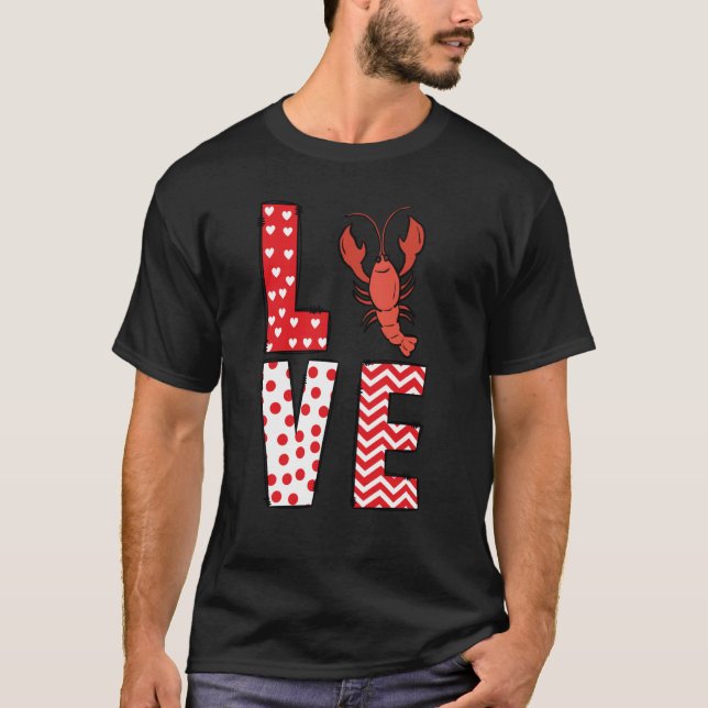 Crawfish Valentines Day Love Valentine Cute Hearts T-Shirt (Vorderseite)