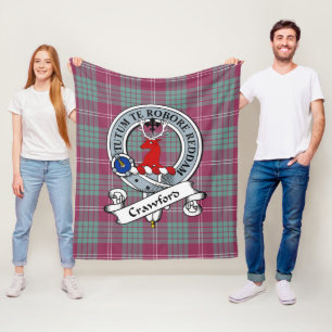 Crawford Ancient Clan Abzeichen Tartan Kariert Fleecedecke