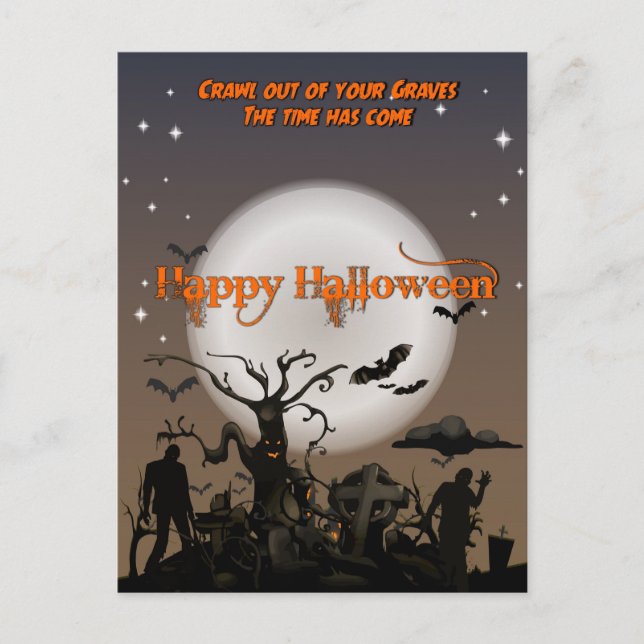 Crawl Out of your Graves Halloween Postkarte (Vorderseite)