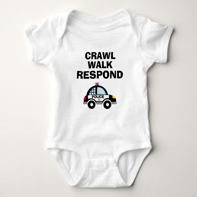 CRAWL WALK ANTWORTET niedliche Polizeiwagen Teddy  Baby Strampler (Vorderseite)