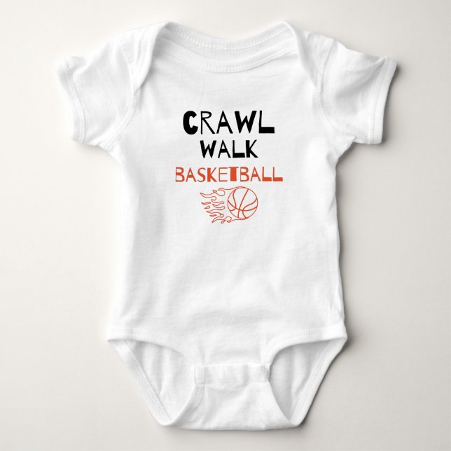 Crawl Walk Basketball Niedlich Basketball Buddy Baby Strampler (Vorderseite)