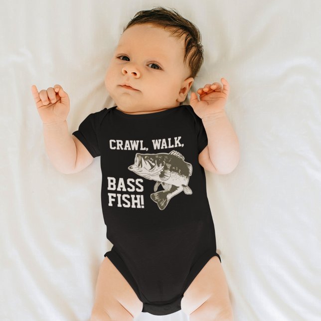Crawl Walk Bass Fish Funny Baby Fishing Baby Strampler (Von Creator hochgeladen)