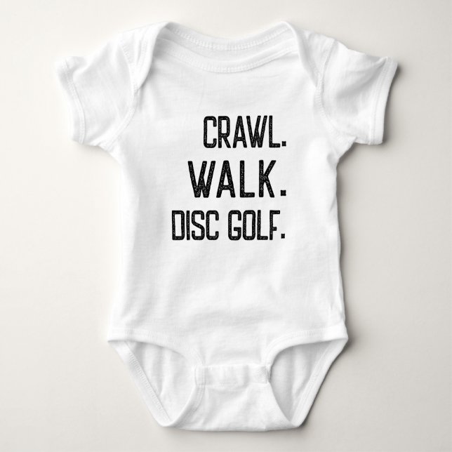 Crawl Walk Disk Golf, Niedlicher Disk Golfer Baby Strampler (Vorderseite)