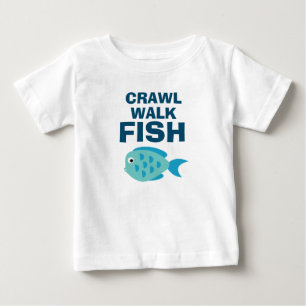 Crawl Walk Fisch lustiges Angeln zum Shirt für Bab