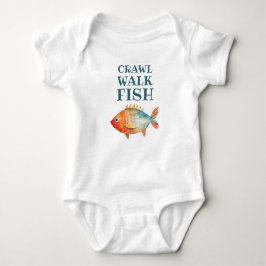Crawl Walk Fish Funny Aquarell Fischen Baby Strampler