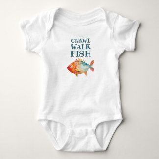 Crawl Walk Fish Funny Aquarell Fischen Baby Strampler