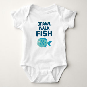 Crawl Walk Fish lustiger Baby Bodysuit Strampler