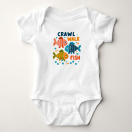 Crawl Walk Fish | Meilensteine für die Fischerei i Baby Strampler