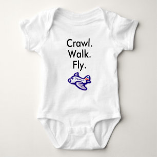 Crawl Walk Fly Airplane Baby Bodysuit Baby Strampler