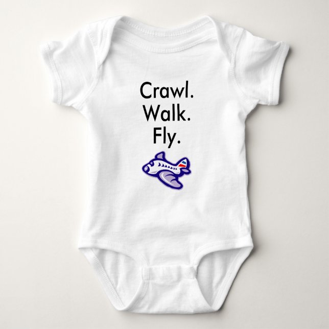 Crawl Walk Fly Airplane Baby Bodysuit Baby Strampler (Vorderseite)