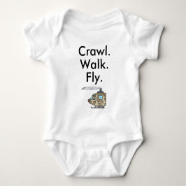 Crawl Walk Fly Military Army Pilot Baby Bodysuit Baby Strampler