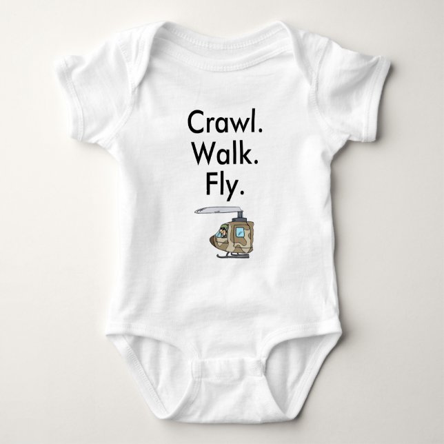 Crawl Walk Fly Military Army Pilot Baby Bodysuit Baby Strampler (Vorderseite)