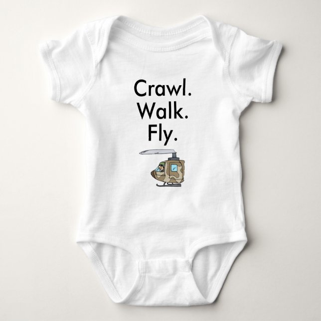 Crawl Walk Fly Military Army Pilot Baby Bodysuit Strampler (Vorderseite)