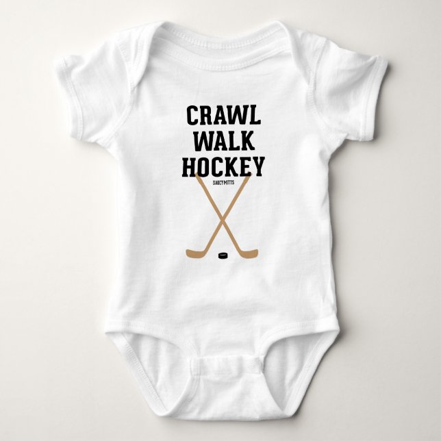 Crawl Walk Hockey Sticks Baby Säugling Bodysuit 2 Baby Strampler (Vorderseite)