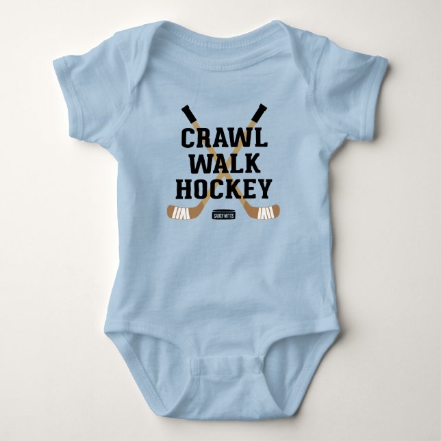Crawl Walk Hockey Sticks und Puck Niedlicher Säugl Baby Strampler (Vorderseite)