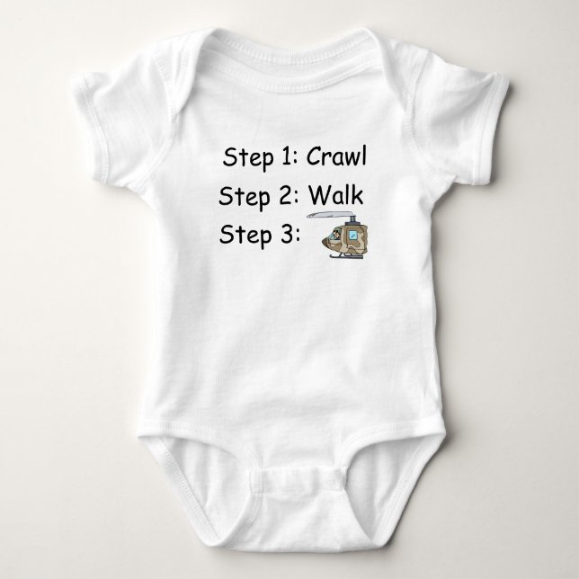 Crawl Walk Militärhubschrauber Pilot Baby Bodysuit Baby Strampler (Vorderseite)
