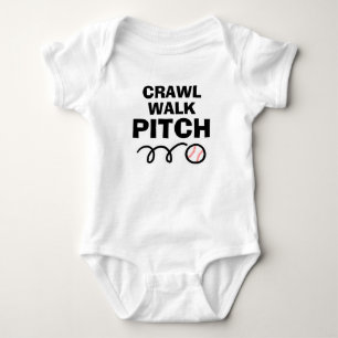 CRAWL WALK PITCH lustiger Baseball Babybodysuit Baby Strampler