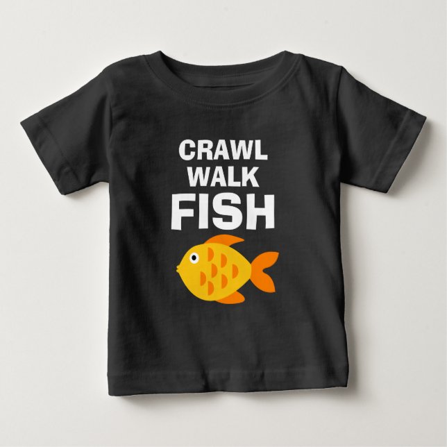 Crawl Walk Poisson drôle pêche t-shirt bébé (Devant)