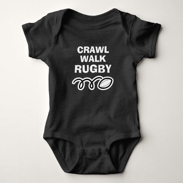 CRAWL WALK RUGBY Sportbodysuit für neues Baby Strampler (Vorderseite)
