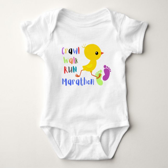 Crawl Walk Run Marathon Start Baby Bodysuit Strampler (Vorderseite)