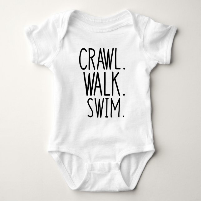 Crawl Walk Schwimmen, Niedlicher Kleiner Schwimmer Baby Strampler (Vorderseite)