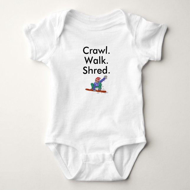 Crawl Walk Shred Snowboard Baby Bodysuit Baby Strampler (Vorderseite)
