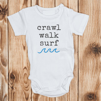 Crawl Walk Surf Beach Baby Neugeborene GIft Baby Strampler
