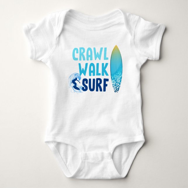 Crawl Walk Surf Beach Baby Strampler (Vorderseite)