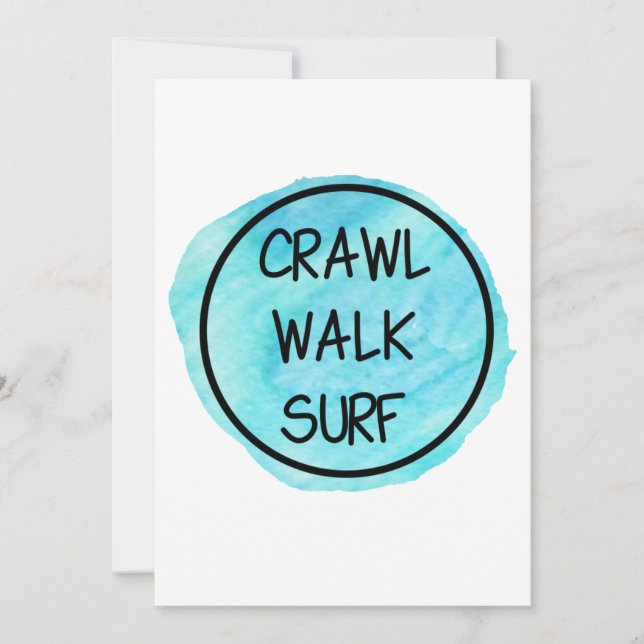 Crawl Walk Surf mit blauem Design Einladung (Vorderseite)