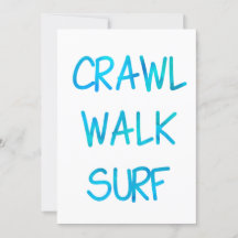 Crawl Walk Surf mit blauem Schriftart