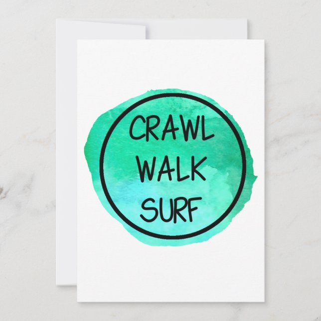 Crawl Walk Surf mit grünem Design Einladung (Vorderseite)
