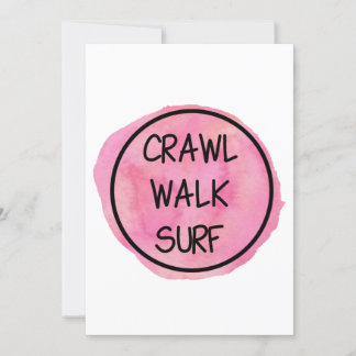 Crawl Walk Surf mit rosa Design Einladung