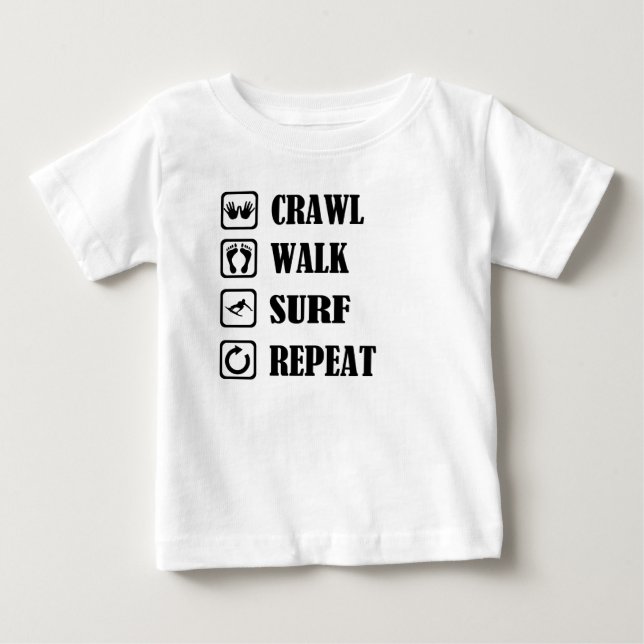CRAWL WALK SURF REPEIT BABY T-SHIRT (Vorderseite)