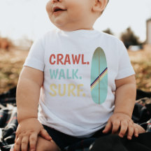 Crawl Walk Surf Retro Vintag blaue Surfboard