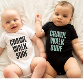 Crawl Walk Surf Sommer Kleiner Surfer Baby Bodysui Baby Strampler