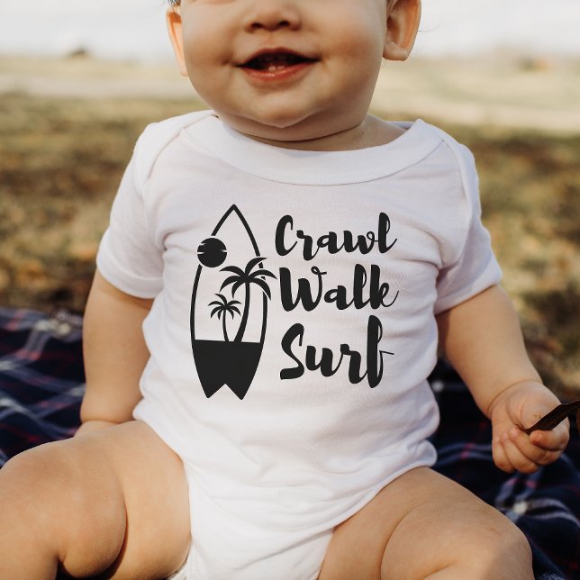 Crawl Walk Surf Sommer Kleiner Surfer Baby Bodysui Baby Strampler (Von Creator hochgeladen)