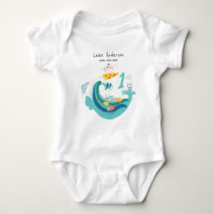 Crawl, Walk, Surf Wave Rat/Mouse Zodiac Baby Strampler
