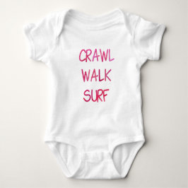Crawl Walk Surf with Pink Font Baby Strampler